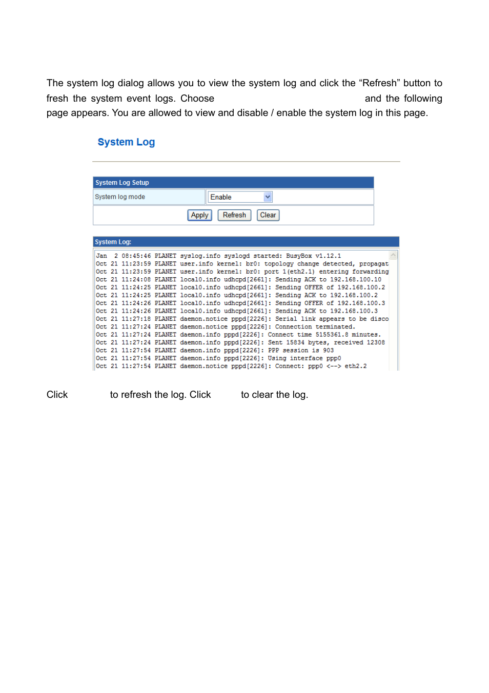 7 system log | PLANET FRT-401 User Manual | Page 64 / 76