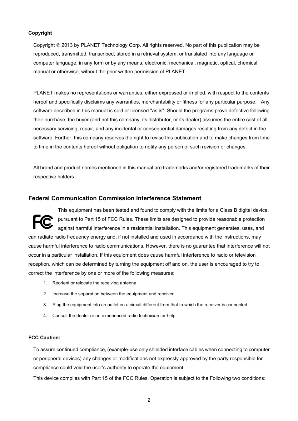 PLANET FRT-405N User Manual | Page 2 / 108