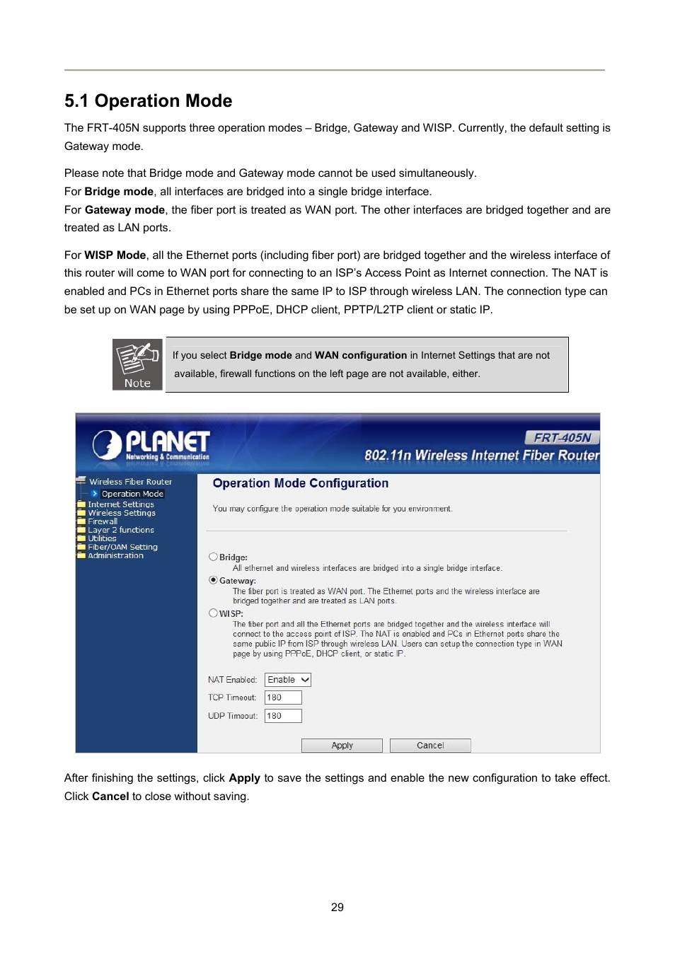 1 operation mode | PLANET FRT-405N User Manual | Page 29 / 108