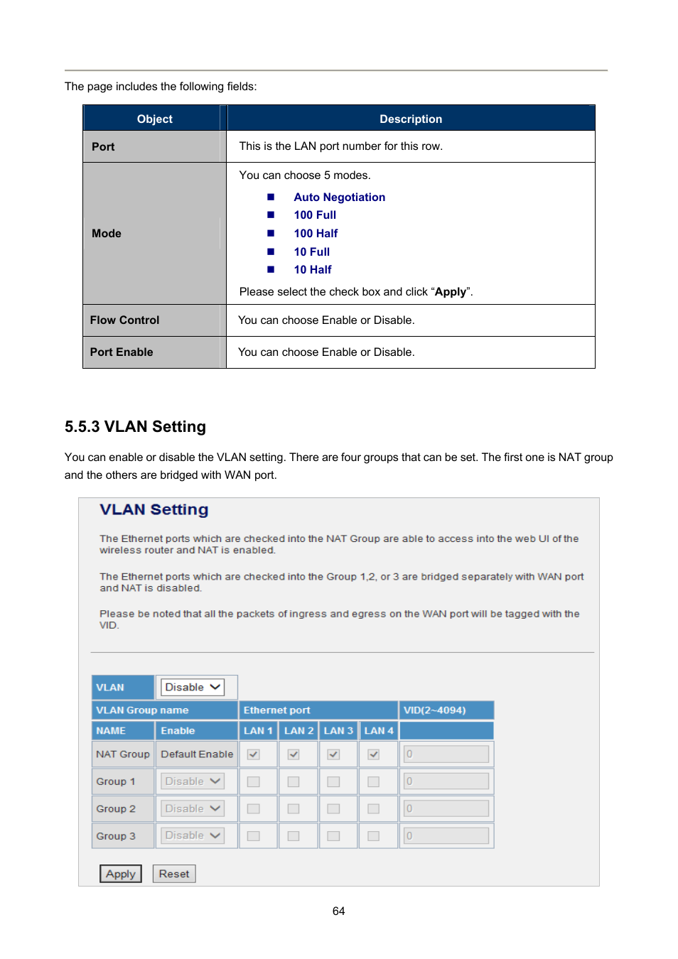 3 vlan setting | PLANET FRT-405N User Manual | Page 64 / 108