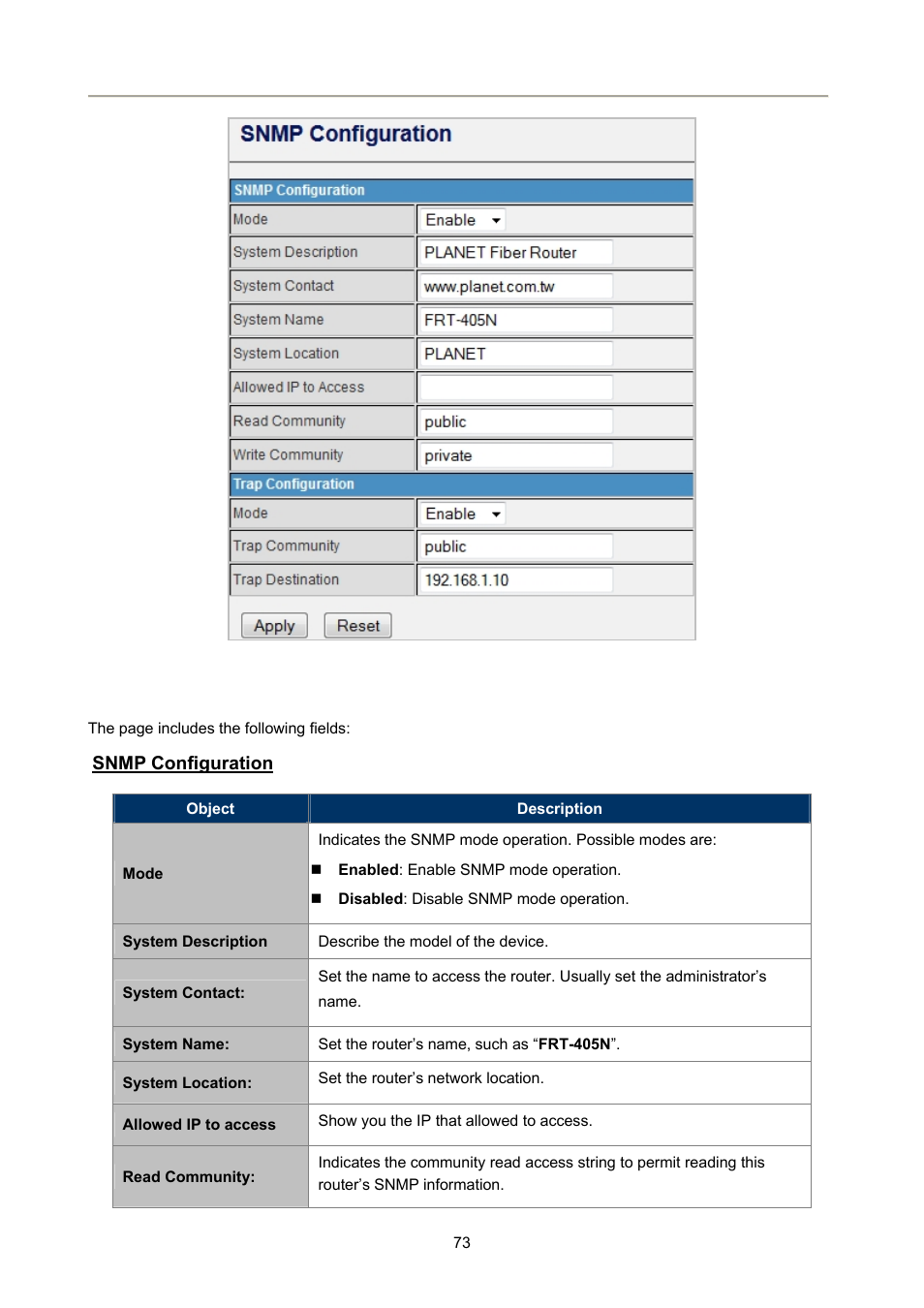 5 reboot, 6 status | PLANET FRT-405N User Manual | Page 73 / 108