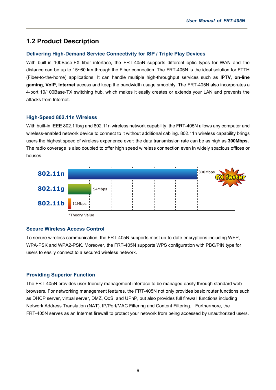 2 product description, 6x faster | PLANET FRT-405N User Manual | Page 9 / 108