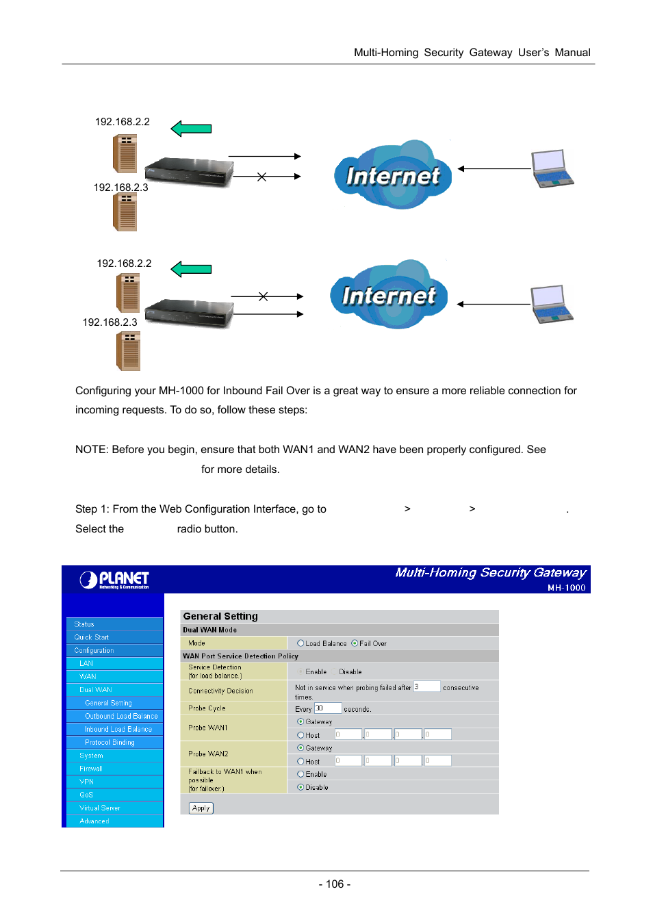 D.3 inbound fail over, Nbound, Before fail over | After fail over | PLANET MH-1000 User Manual | Page 110 / 141