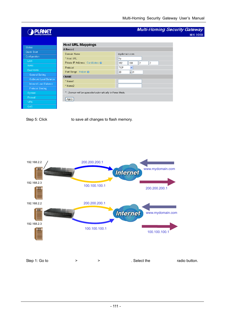 D.5 dns inbound load balancing, Nbound, Alancing | Heavy load on wan 2 heavy load on wan 1 | PLANET MH-1000 User Manual | Page 115 / 141