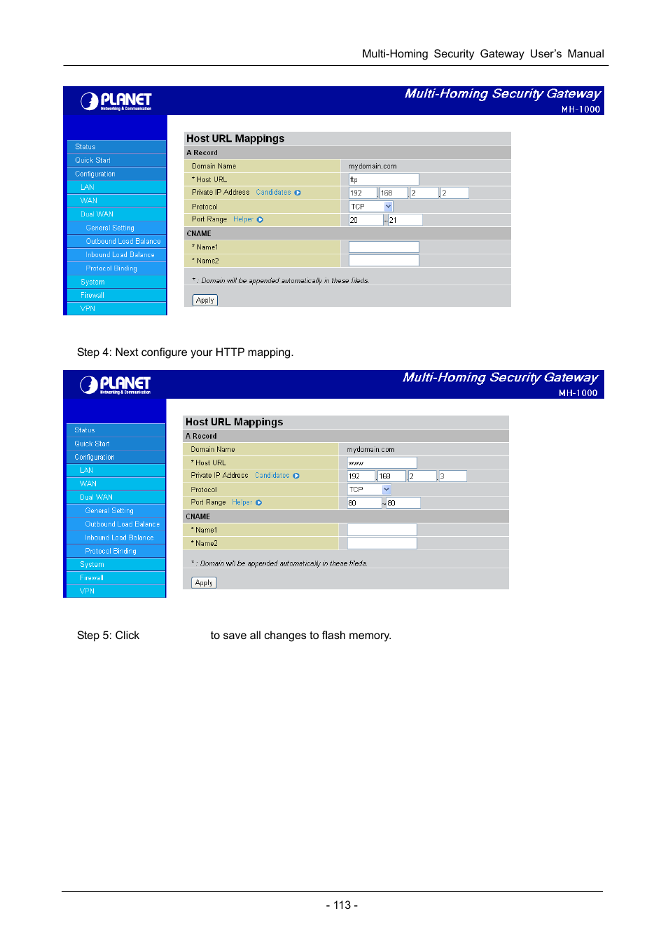 D.6 dynamic dns inbound load balancing, Ynamic, Nbound | Alancing | PLANET MH-1000 User Manual | Page 117 / 141