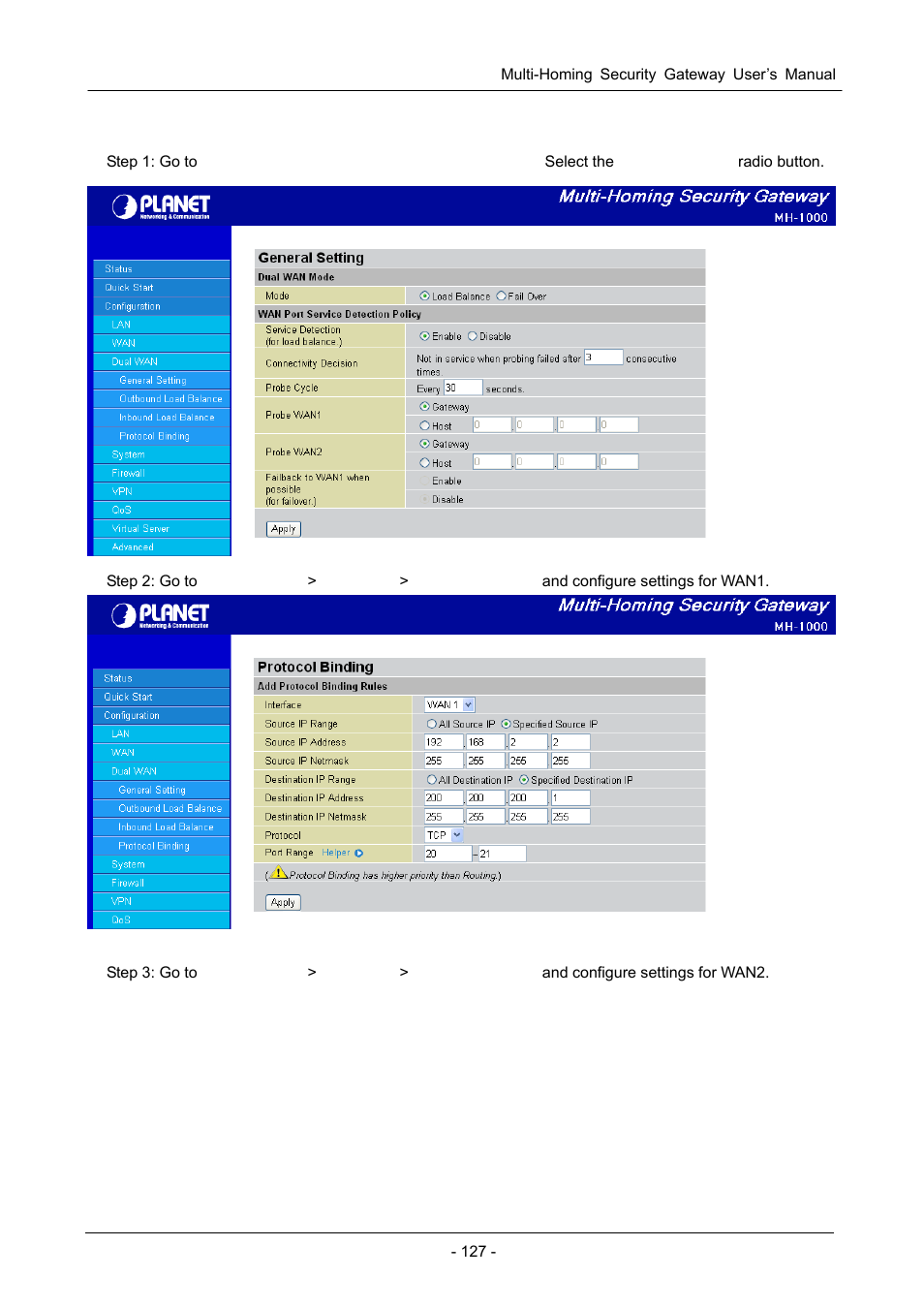 D.10 protocol binding, D.10, Rotocol | Inding | PLANET MH-1000 User Manual | Page 131 / 141