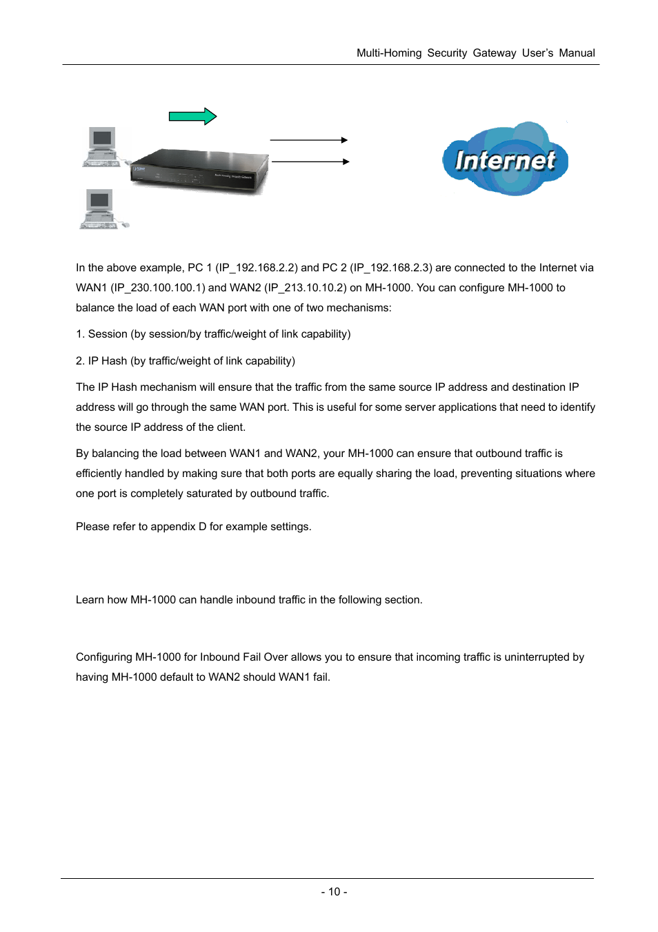 4 inbound traffic, 1 inbound fail over, Nbound | Raffic | PLANET MH-1000 User Manual | Page 14 / 141