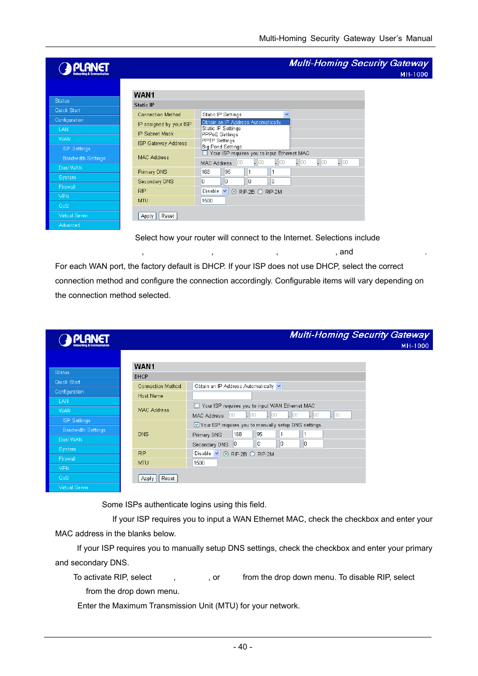 1 dhcp | PLANET MH-1000 User Manual | Page 44 / 141