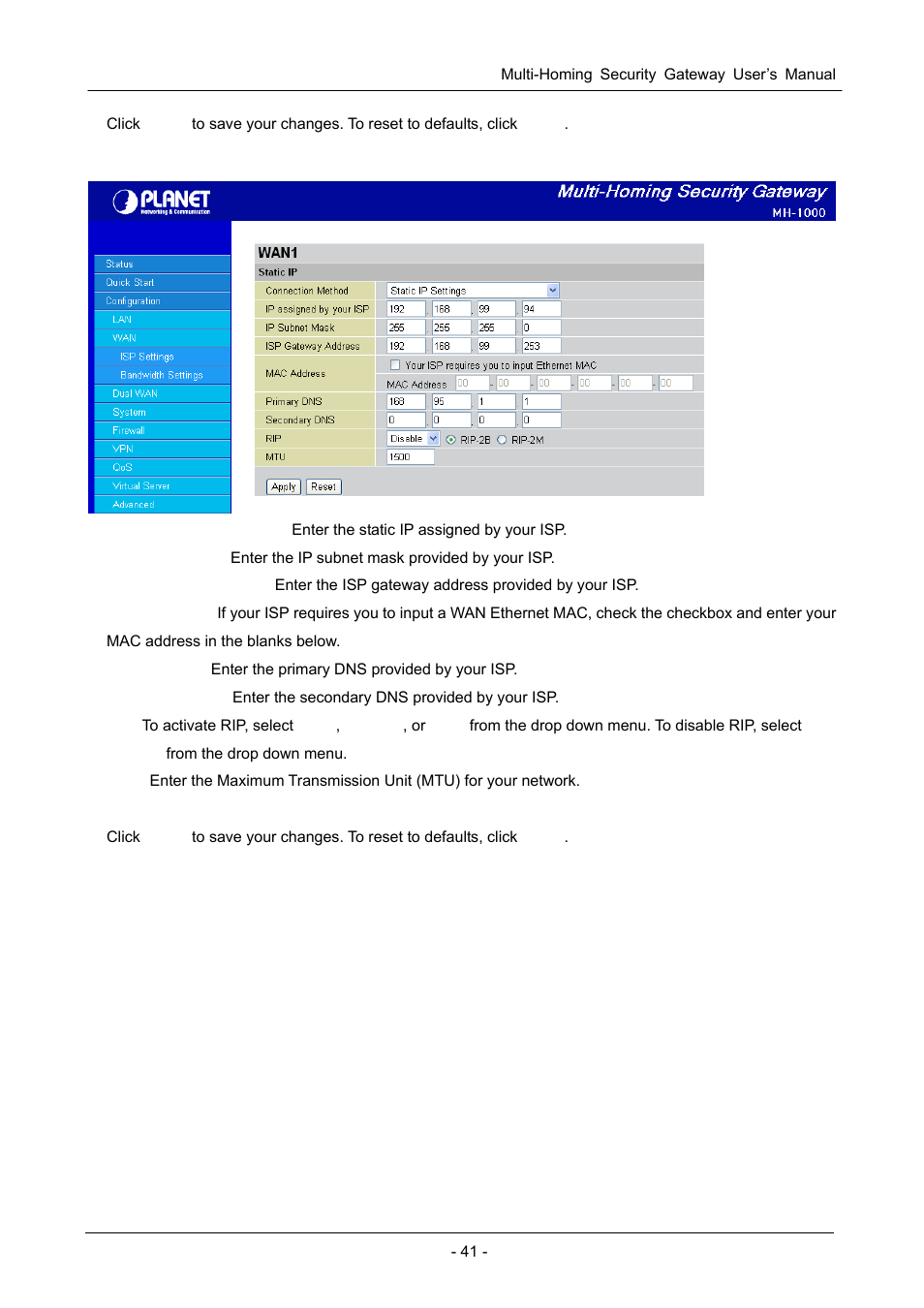 2 static ip, 3 pppoe | PLANET MH-1000 User Manual | Page 45 / 141