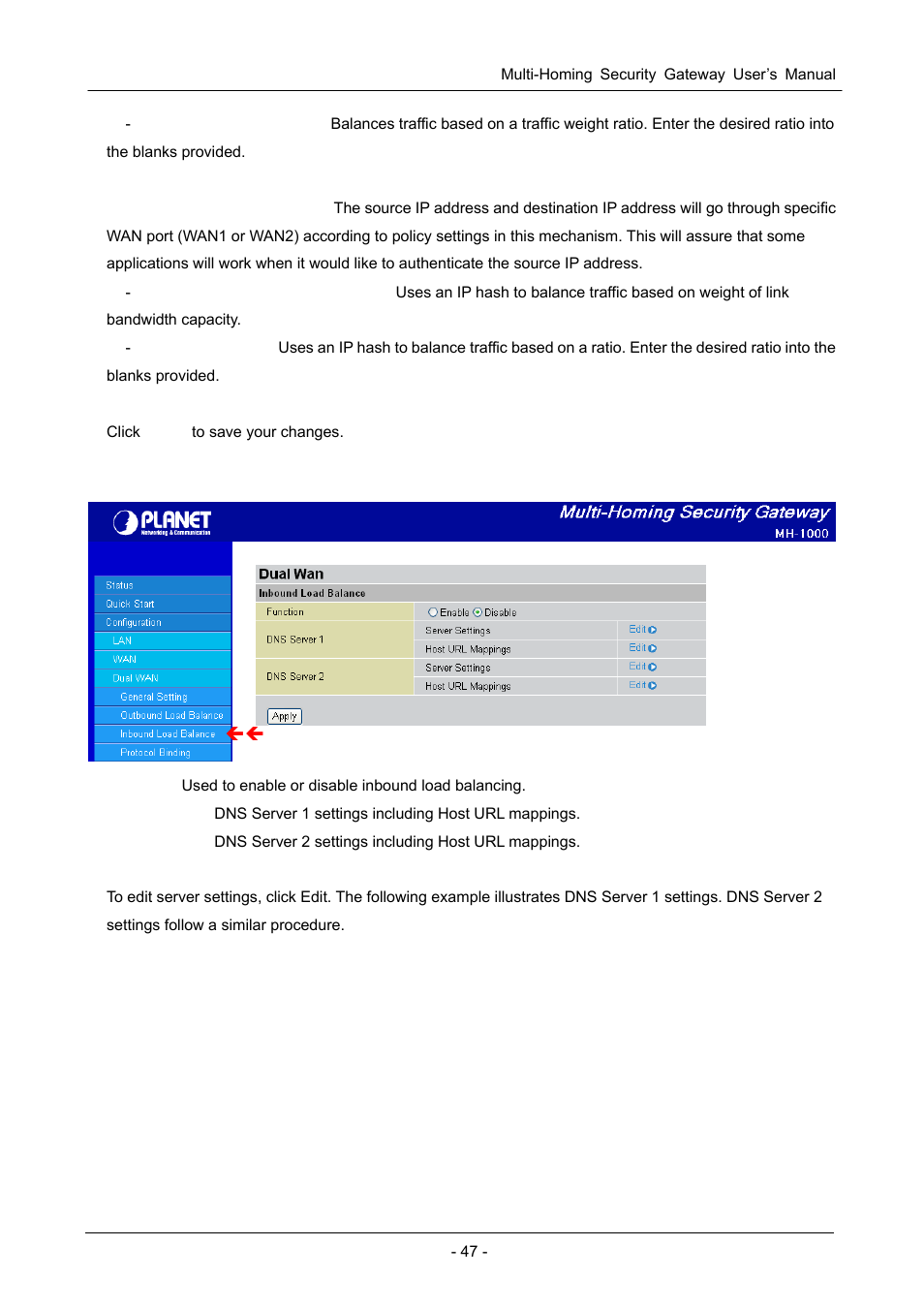 3 inbound load balance | PLANET MH-1000 User Manual | Page 51 / 141