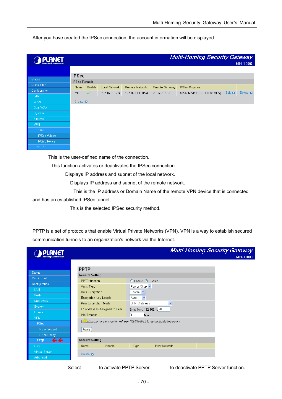 2 pptp | PLANET MH-1000 User Manual | Page 74 / 141