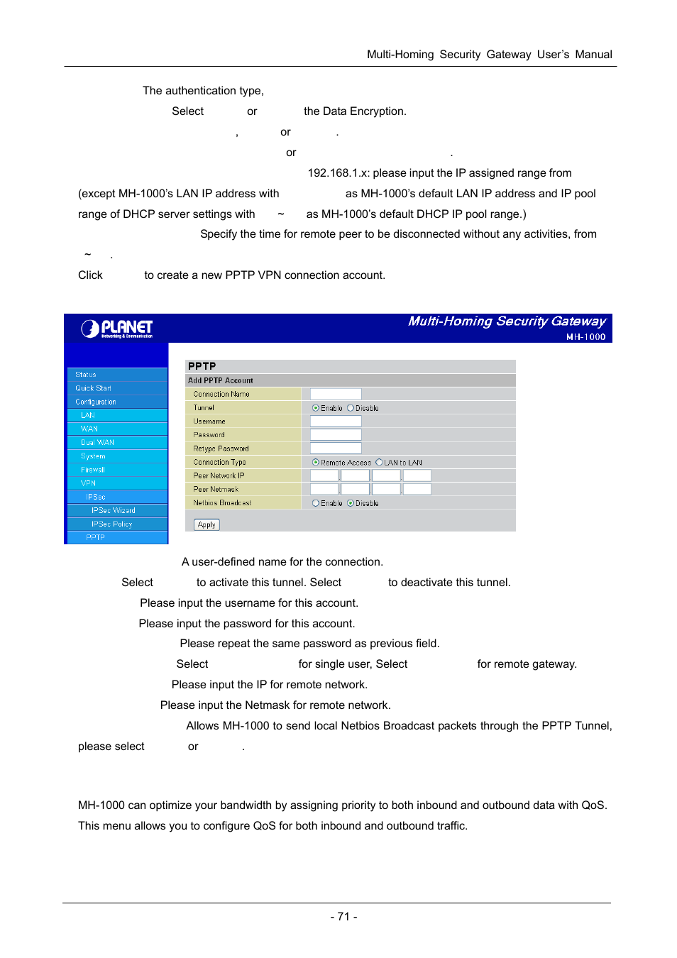 7 qos | PLANET MH-1000 User Manual | Page 75 / 141