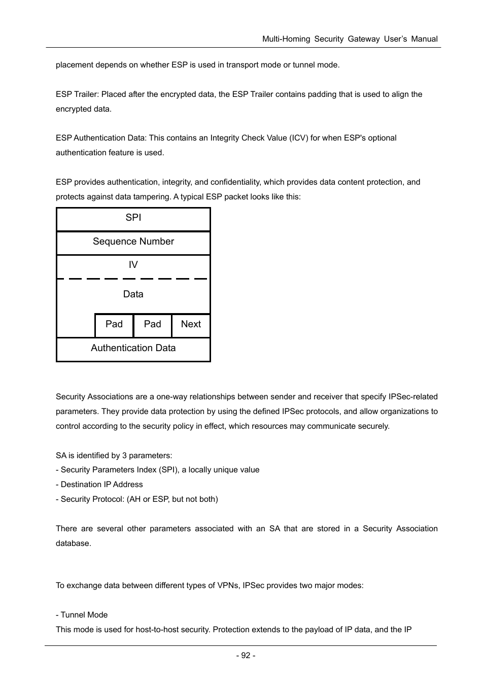 A.2.1.3 security associations (sa), A.2.2 ipsec modes | PLANET MH-1000 User Manual | Page 96 / 141