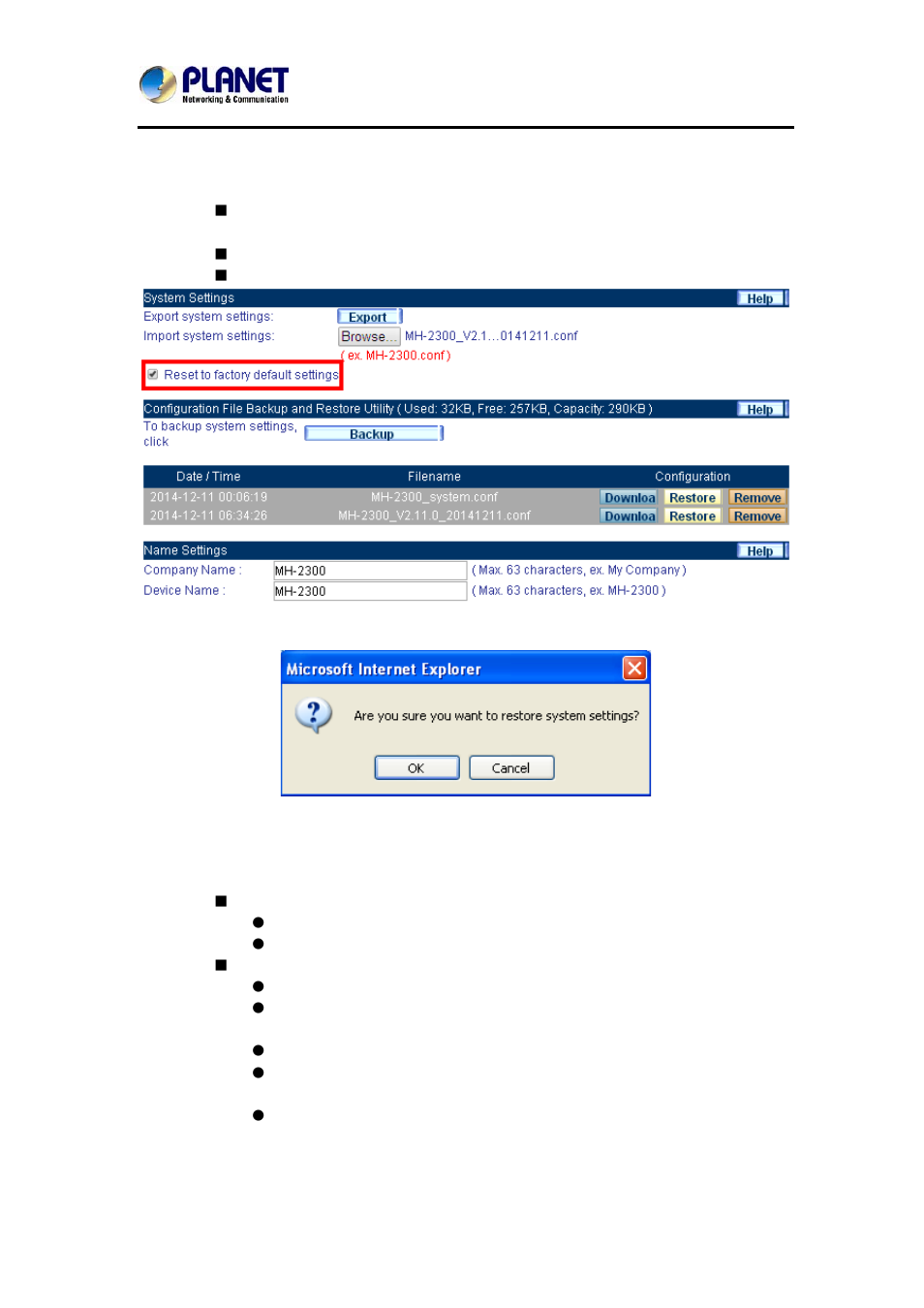 3 resetting the system to factory settings, 4 enabling email notifications | PLANET MH-2300 User Manual | Page 23 / 383