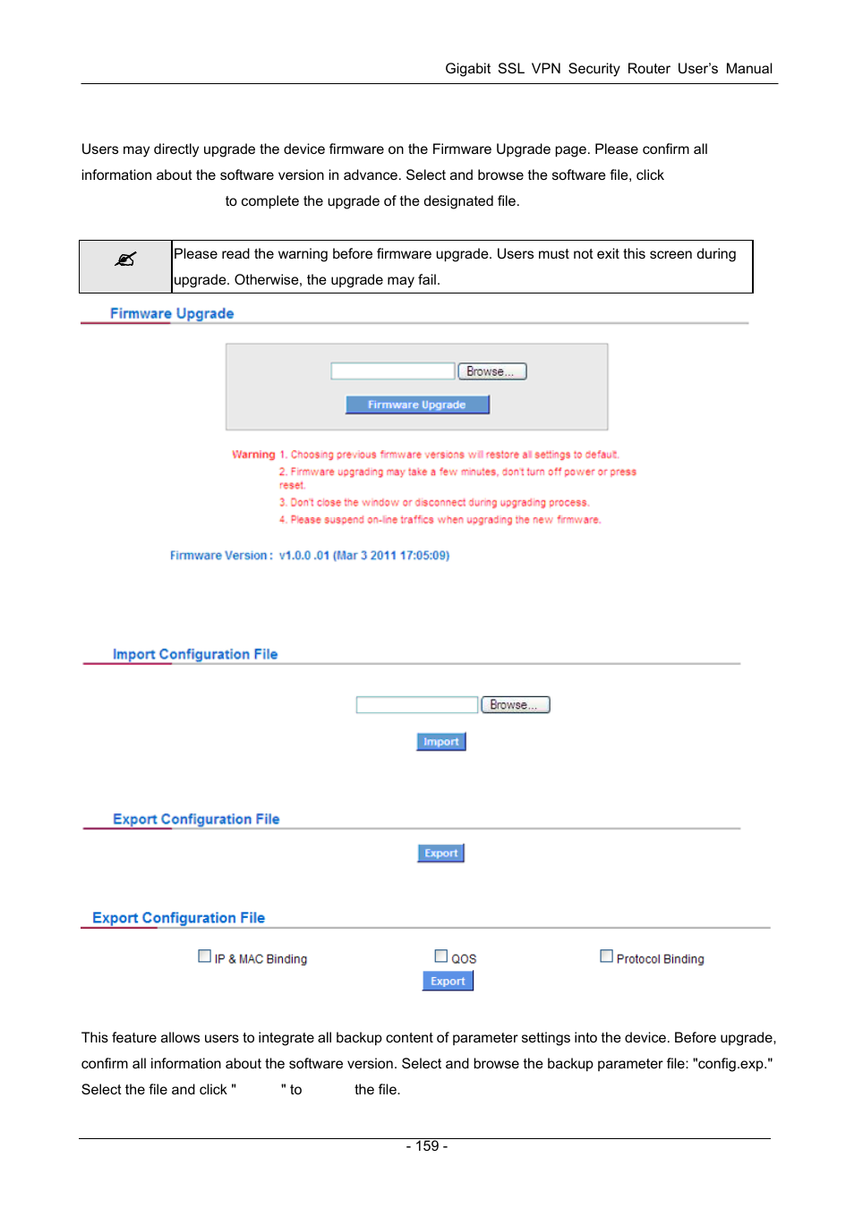 2 firmware upgrade, 3 configuration backup, Irmware | Pgrade, Onfiguration, Ackup | PLANET SG-4800 User Manual | Page 165 / 182