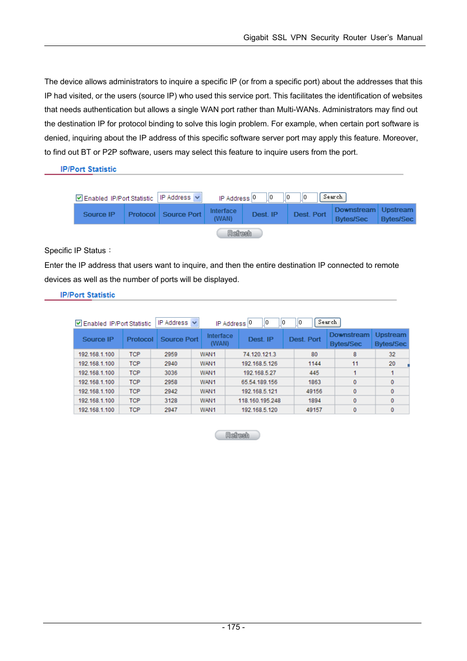 4 ip/ port statistic, Tatistic | PLANET SG-4800 User Manual | Page 181 / 182