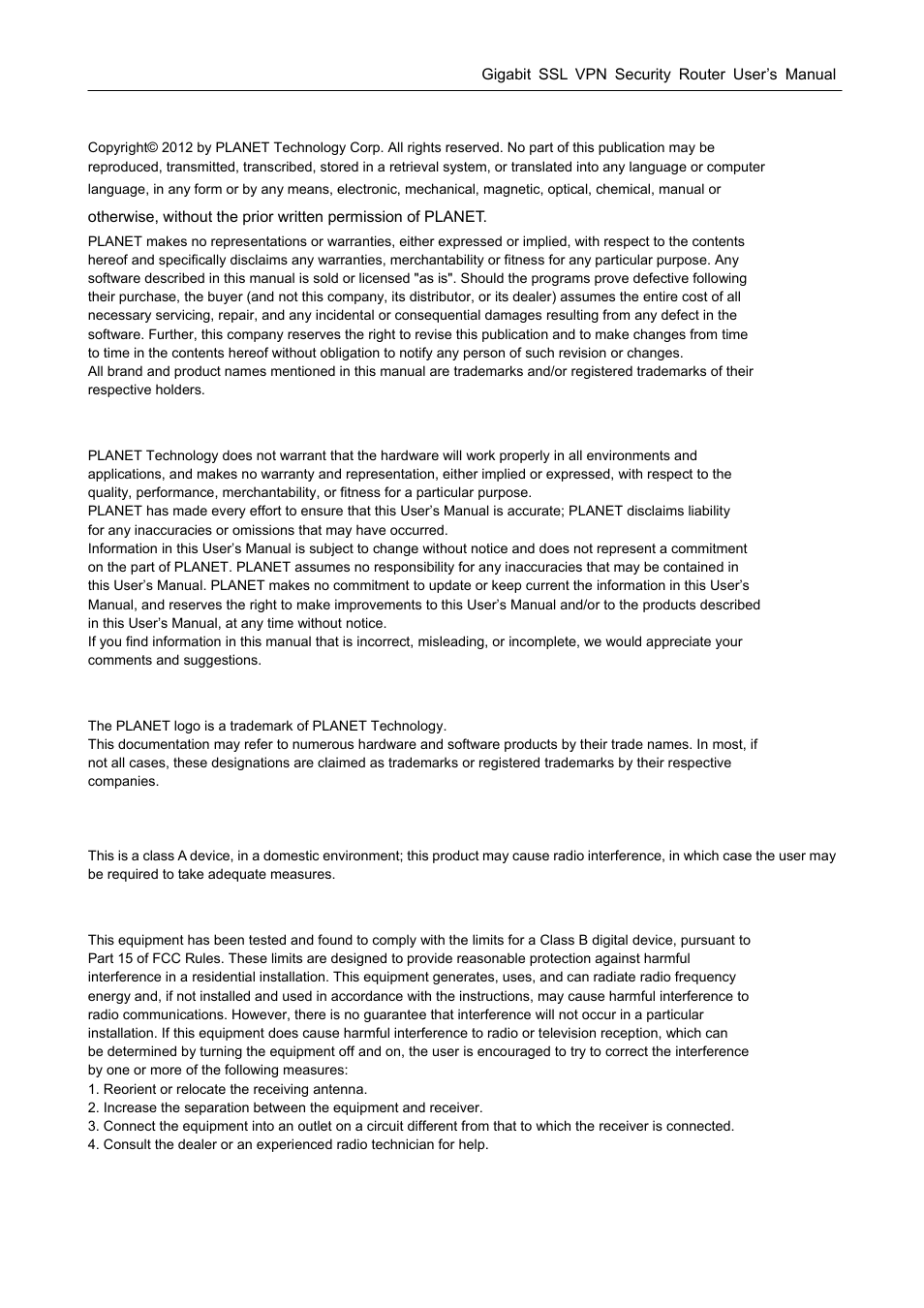 Copyright, Disclaimer, Trademarks | Ce mark warning | PLANET SG-4800 User Manual | Page 2 / 182