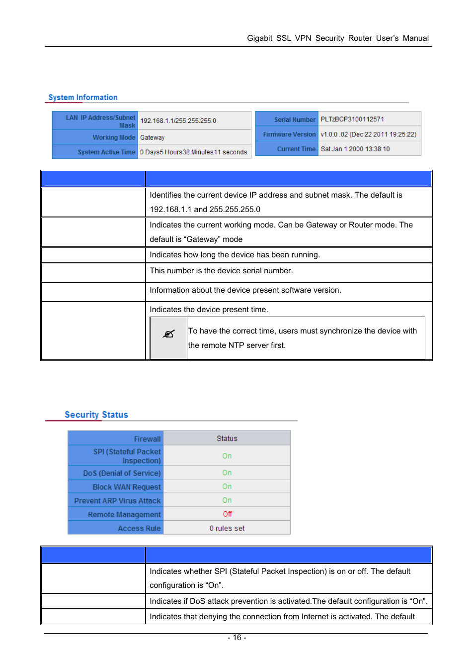 3 system information, 4 firewall status | PLANET SG-4800 User Manual | Page 22 / 182