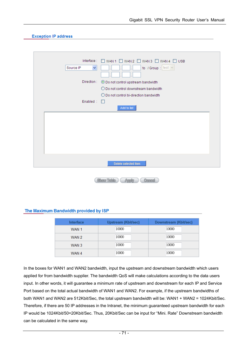 1 the maximum bandwidth provided by isp | PLANET SG-4800 User Manual | Page 77 / 182