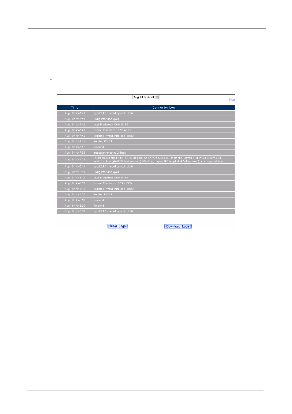 4 connection log, Onnection | PLANET SG-500 User Manual | Page 286 / 319