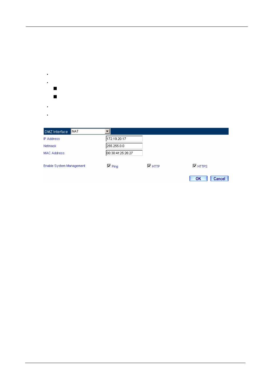 4 dmz, Setting dmz interface address (nat mode) | PLANET SG-500 User Manual | Page 53 / 319