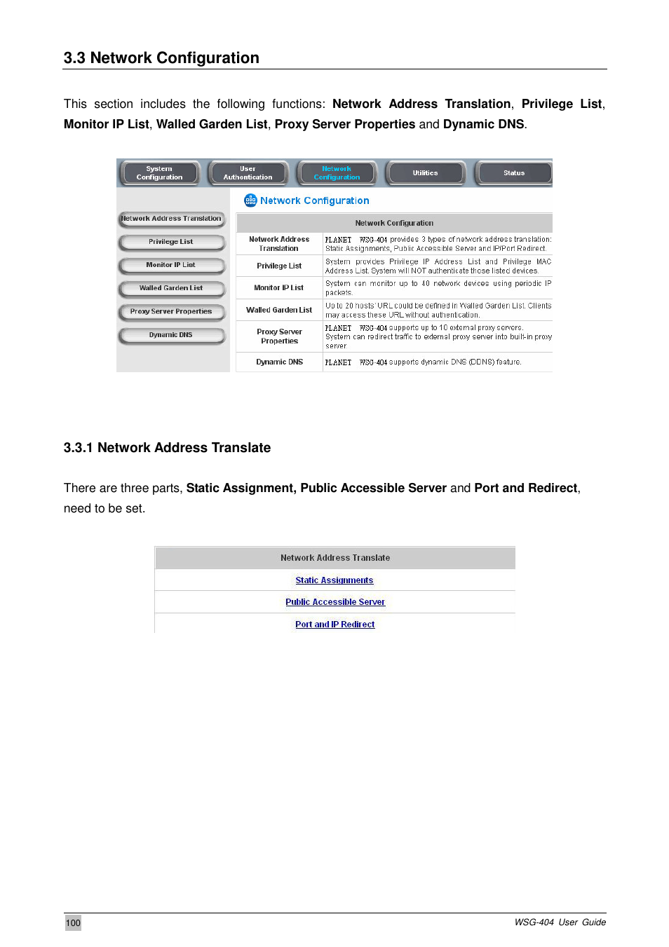 3 network configuration | PLANET WSG-404 User Manual | Page 100 / 146