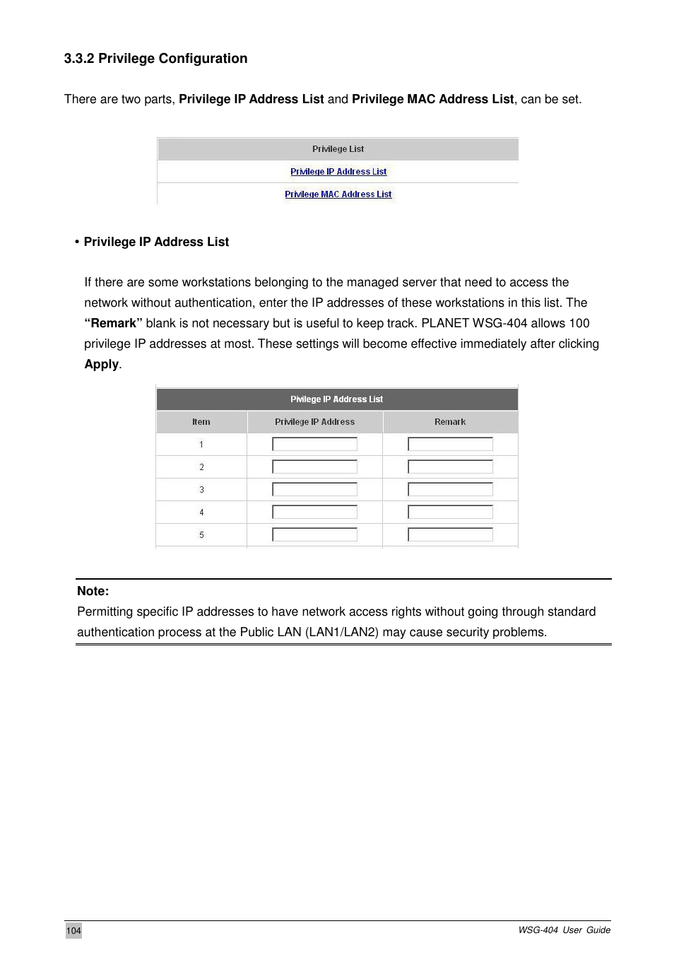 PLANET WSG-404 User Manual | Page 104 / 146