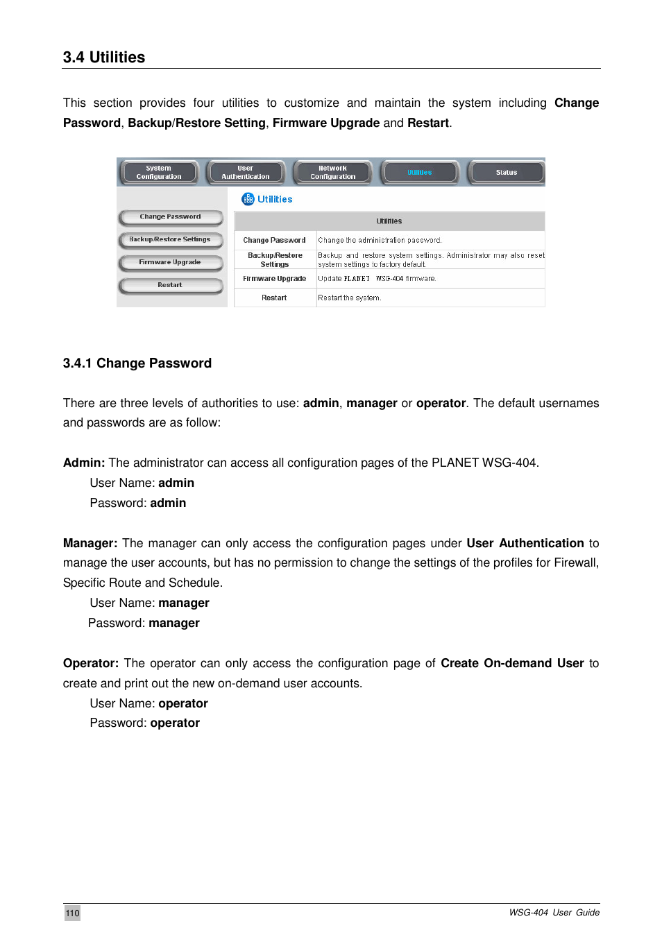 4 utilities | PLANET WSG-404 User Manual | Page 110 / 146