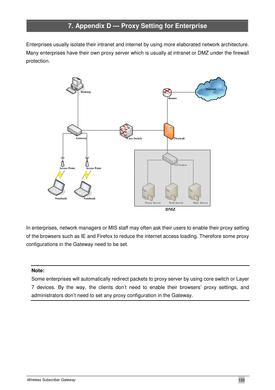 Appendix d --- proxy setting for enterprise | PLANET WSG-404 User Manual | Page 133 / 146