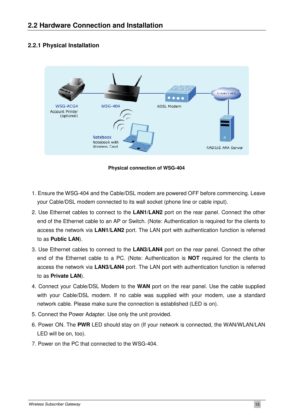 2 hardware connection and installation | PLANET WSG-404 User Manual | Page 15 / 146