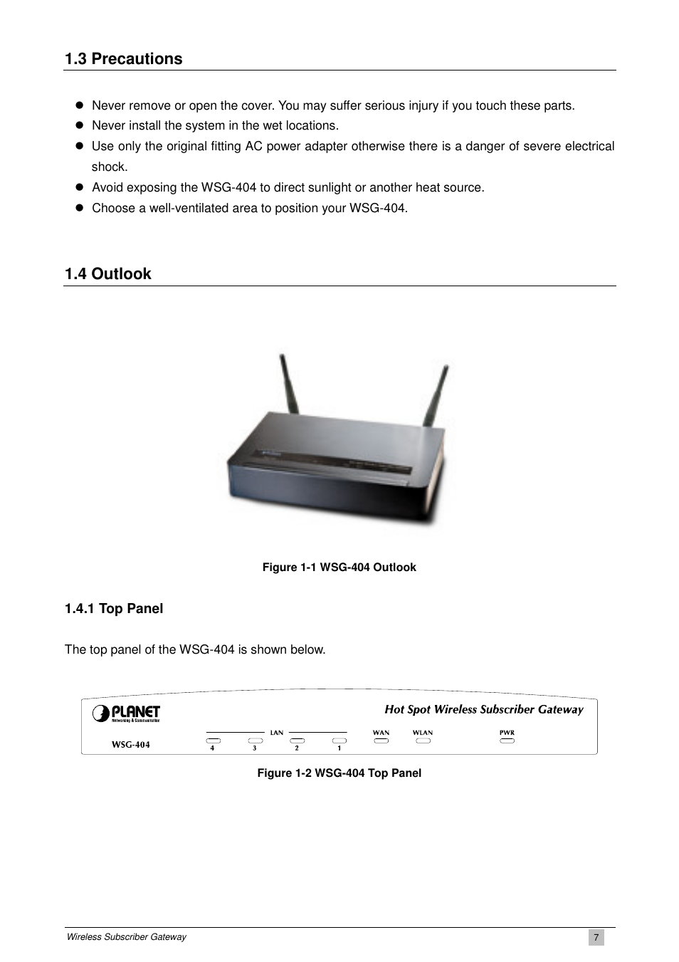 3 precautions, 4 outlook | PLANET WSG-404 User Manual | Page 7 / 146