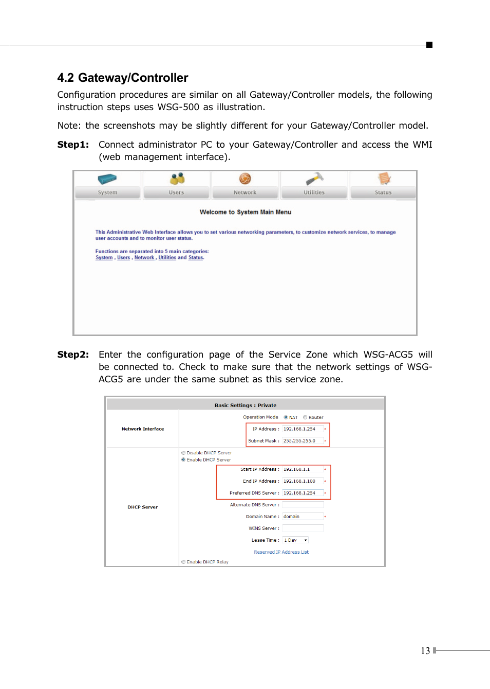 2 gateway/controller | PLANET WSG-500 User Manual | Page 13 / 20