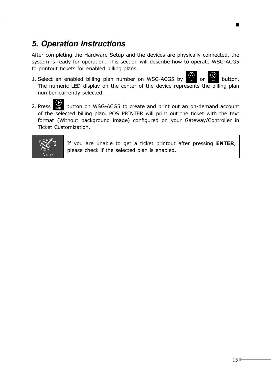 Operation instructions | PLANET WSG-500 User Manual | Page 15 / 20