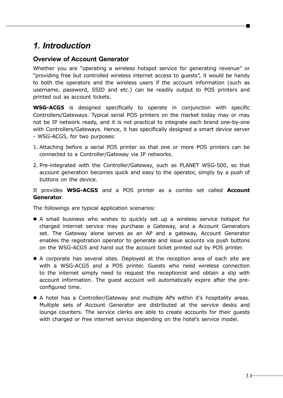 Introduction | PLANET WSG-500 User Manual | Page 3 / 20