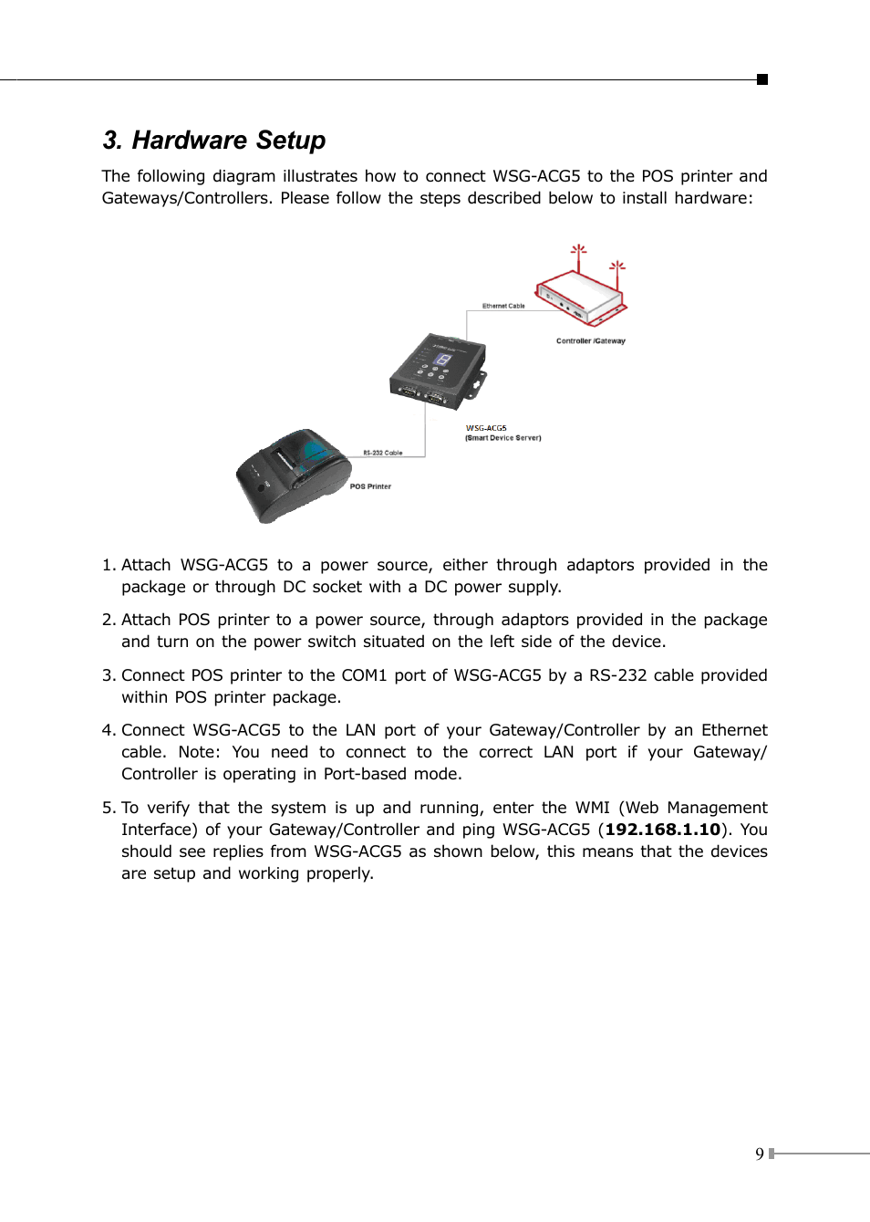 Hardware setup | PLANET WSG-500 User Manual | Page 9 / 20