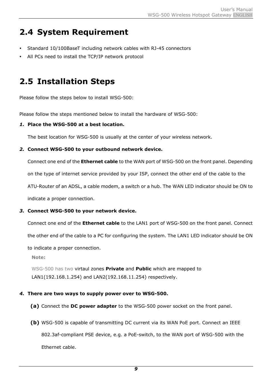 4 system requirement, 5 installation steps, System requirement | Installation steps | PLANET WSG-500 User Manual | Page 13 / 162