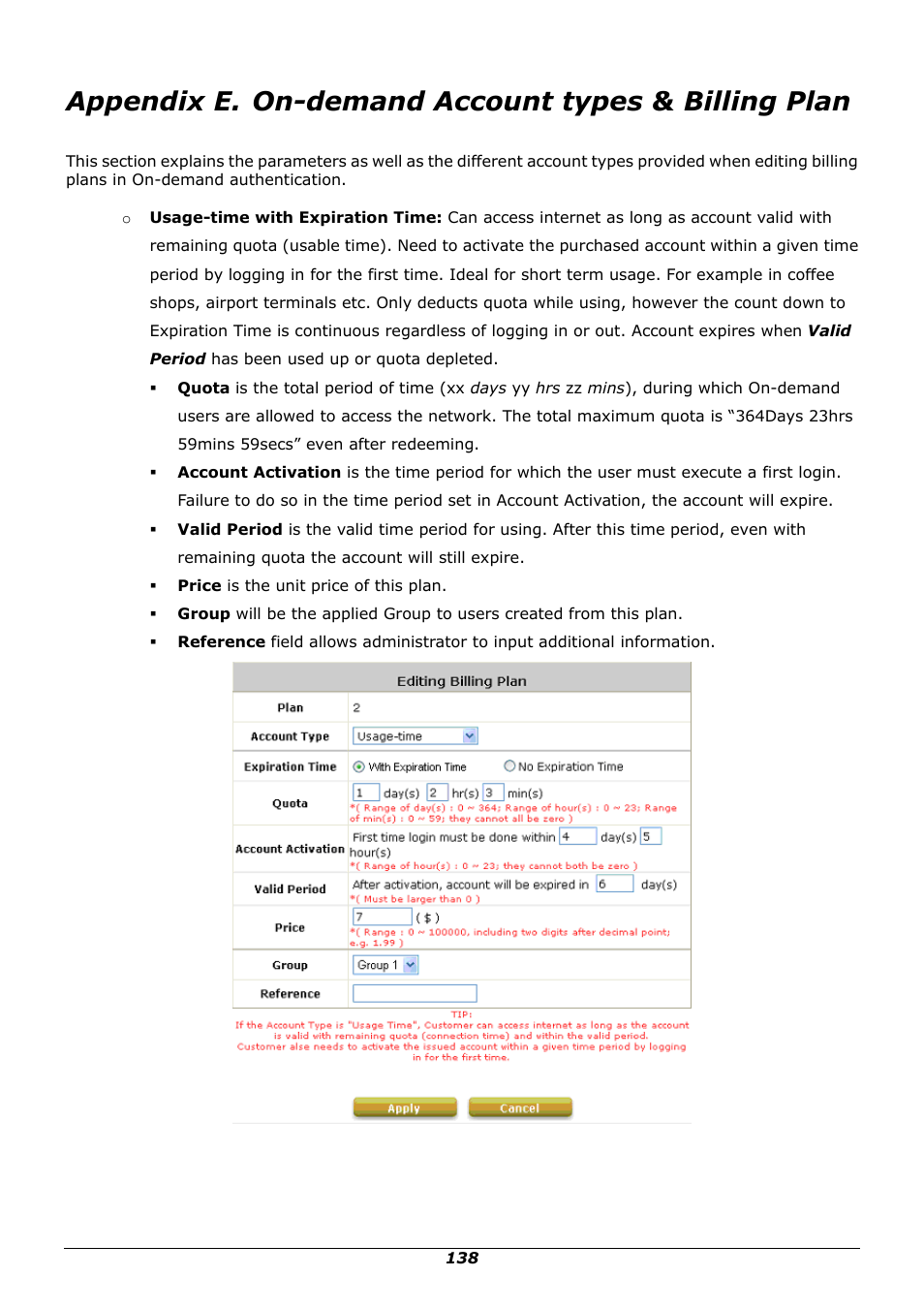 Appendix e. on-demand account types & billing plan | PLANET WSG-500 User Manual | Page 142 / 162