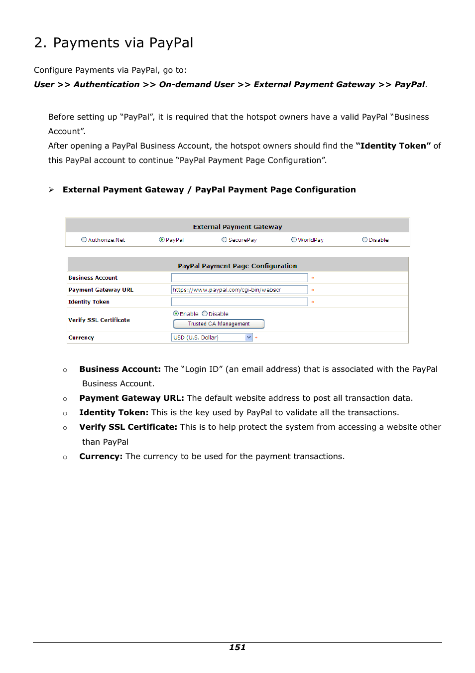 Payments via paypal | PLANET WSG-500 User Manual | Page 155 / 162