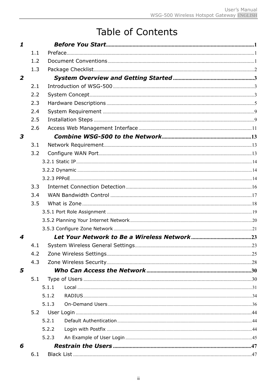 PLANET WSG-500 User Manual | Page 2 / 162