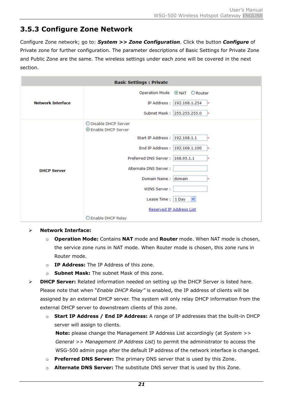 3 configure zone network | PLANET WSG-500 User Manual | Page 25 / 162