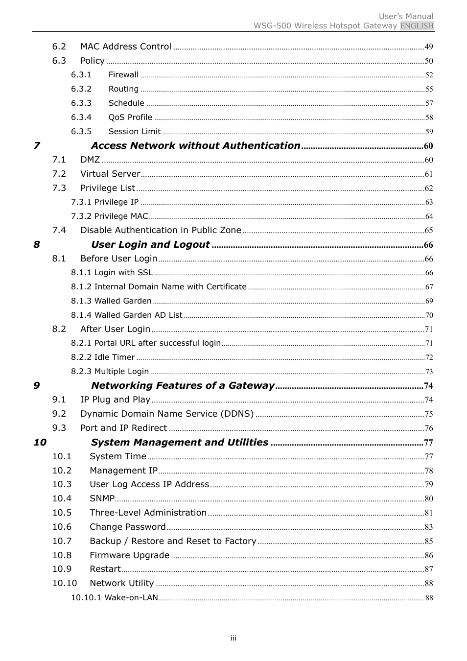 PLANET WSG-500 User Manual | Page 3 / 162