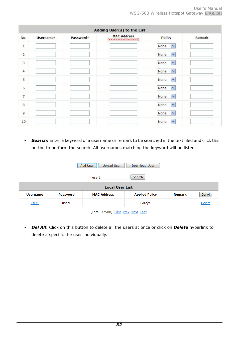 PLANET WSG-500 User Manual | Page 36 / 162