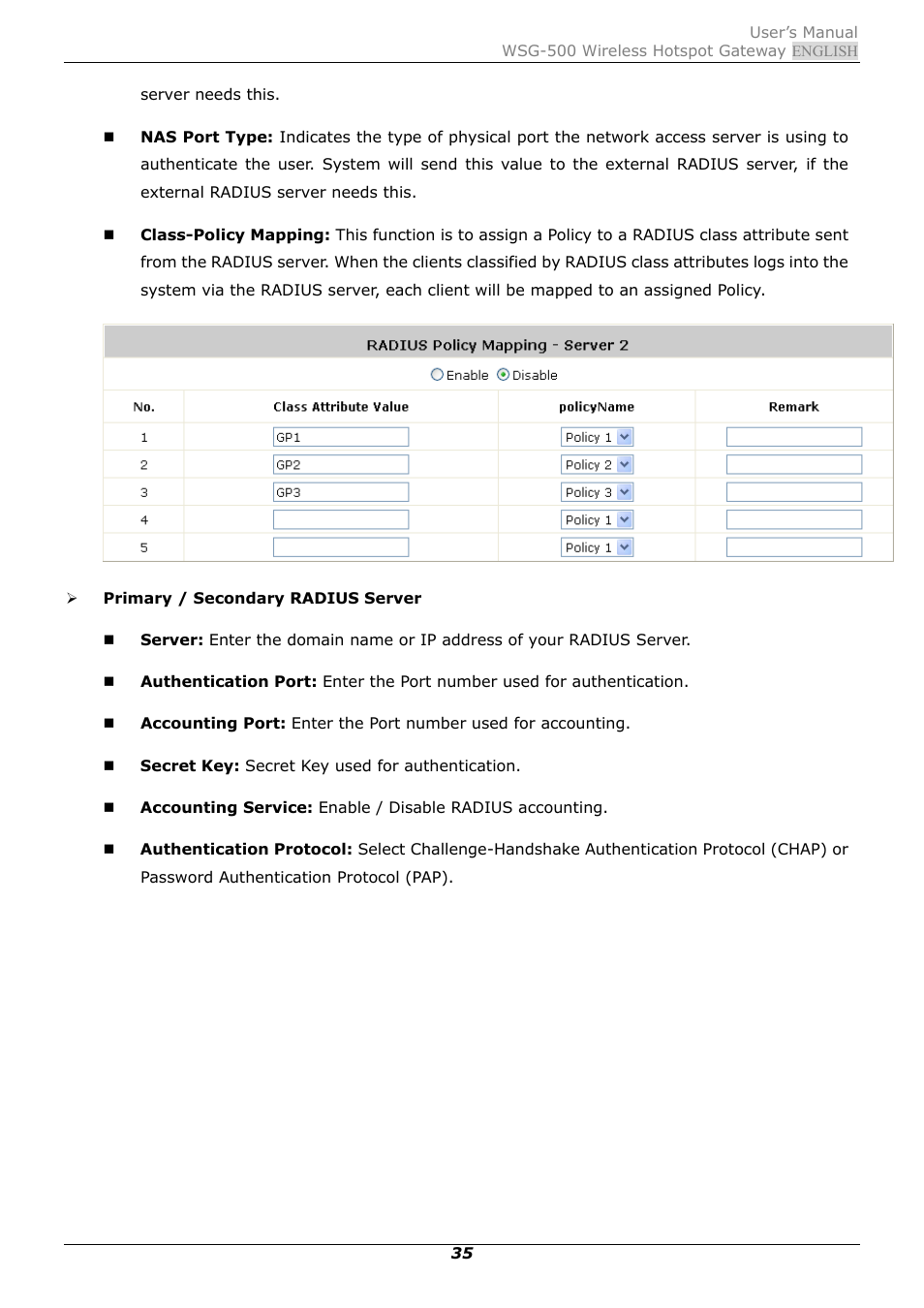 PLANET WSG-500 User Manual | Page 39 / 162