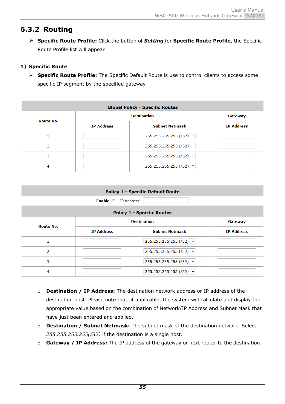 2 routing, Routing | PLANET WSG-500 User Manual | Page 59 / 162