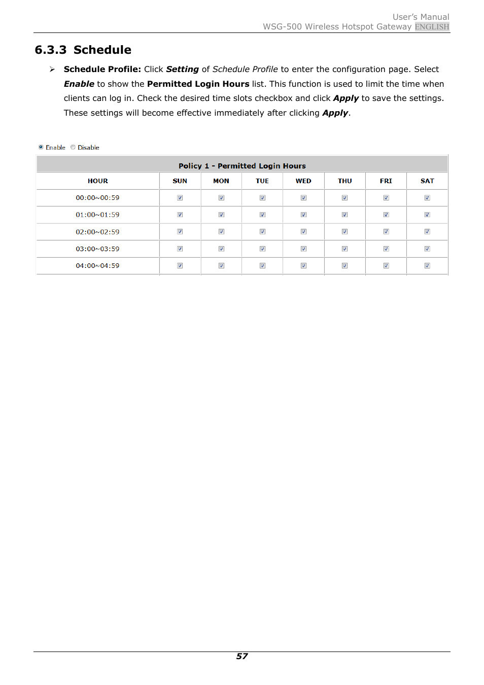 3 schedule, Schedule | PLANET WSG-500 User Manual | Page 61 / 162