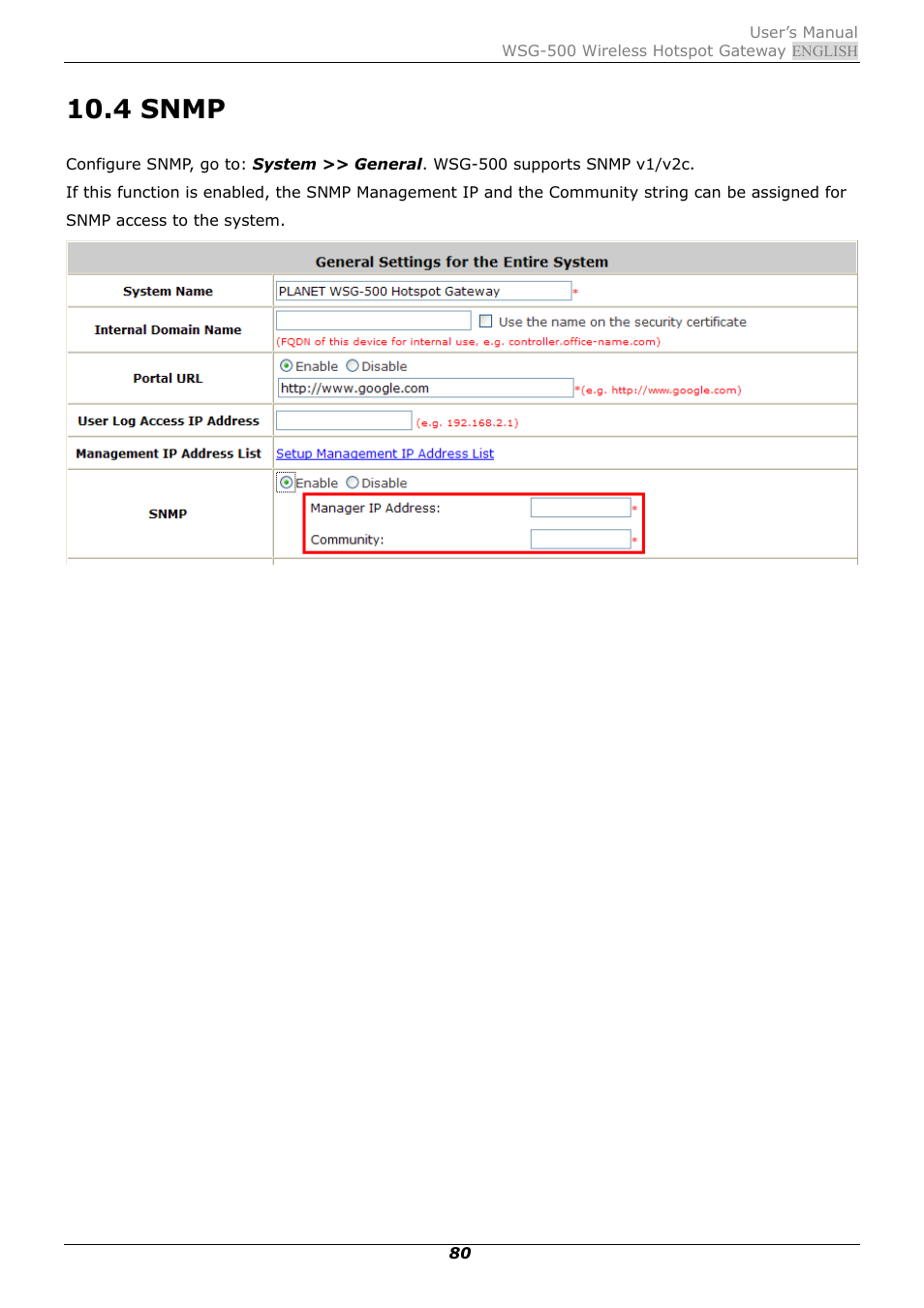4 snmp, Snmp | PLANET WSG-500 User Manual | Page 84 / 162