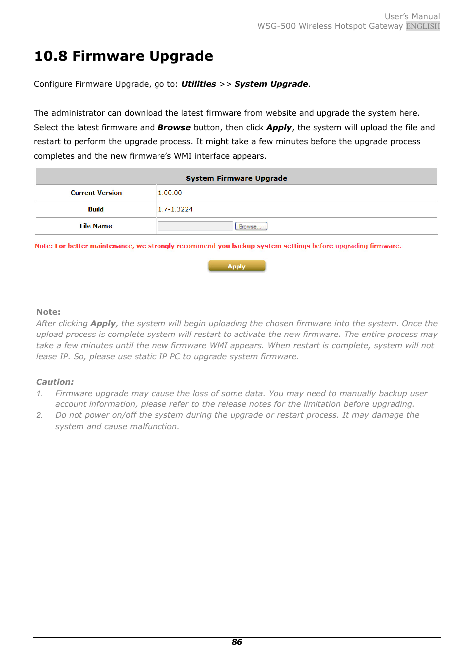 8 firmware upgrade, Firmware upgrade | PLANET WSG-500 User Manual | Page 90 / 162
