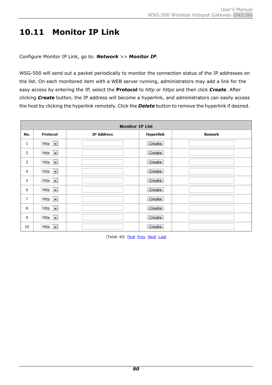 11 monitor ip link, Monitor ip link | PLANET WSG-500 User Manual | Page 94 / 162