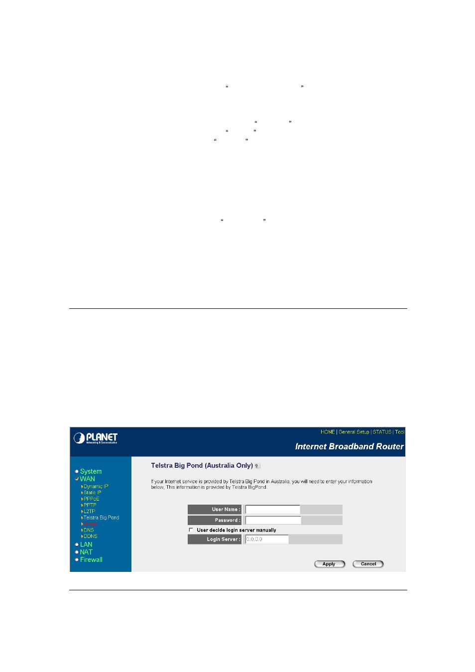 6 telstra big pond | PLANET XRT-401D User Manual | Page 33 / 62