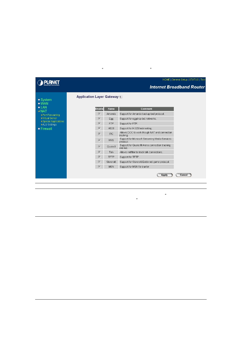 4 alg settings, 5 firewall | PLANET XRT-401D User Manual | Page 43 / 62